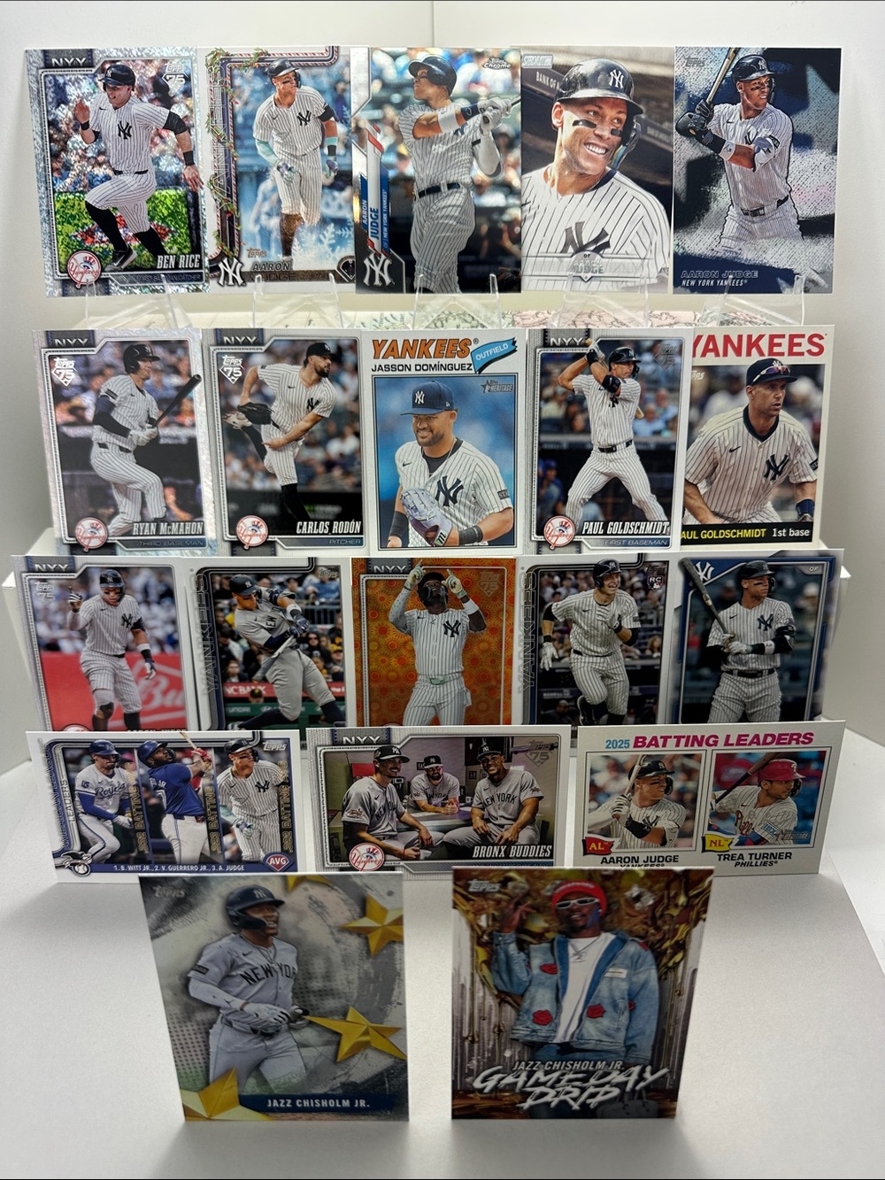 Aaron Judge w/ Ben Rice Rookie Yankees Lot of 20 + Chisholm game day drip